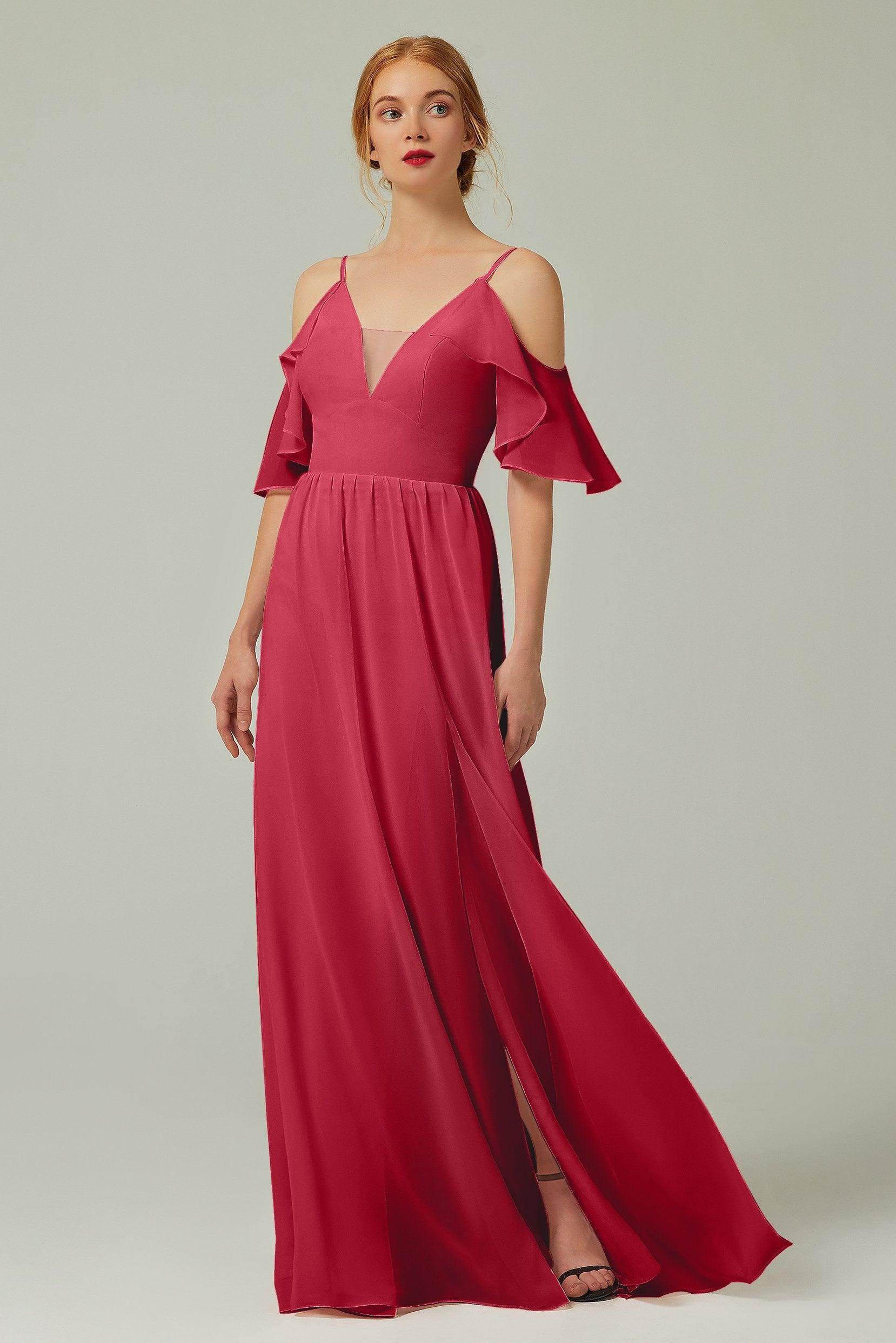 A-Line Floor Length Chiffon Bridesmaid Dress CB0236 - COCOMELODY